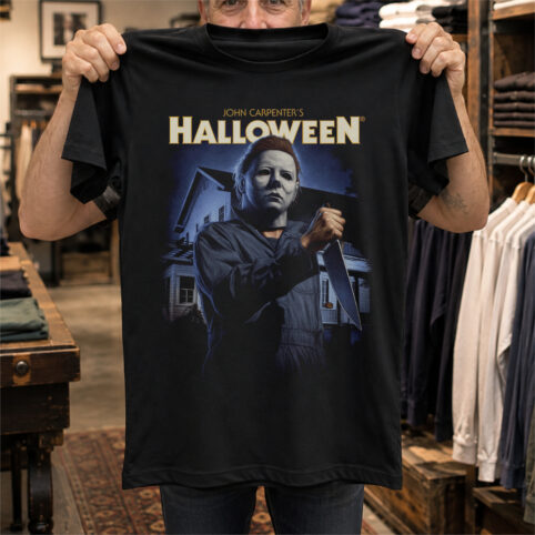 Masked Knife Stalker Vintage Halloween Horror Graphic Tee