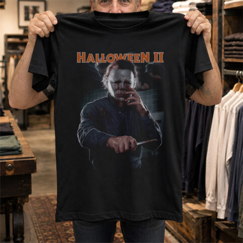 Bloodied Masked Stalker Vintage Slasher Graphic Tee