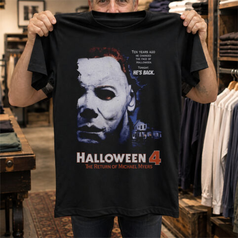 Haunted House Masked Stalker Horror Graphic Tee