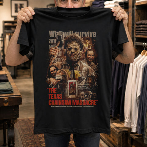 Masked Chainsaw Killer Vintage Horror Graphic Tee