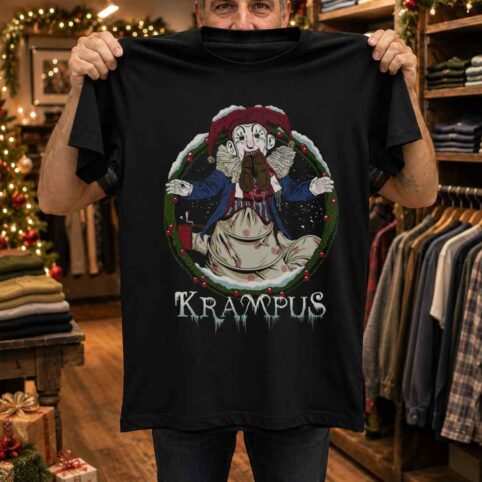 Krampus Creepy Christmas Wreath Graphic Shirt