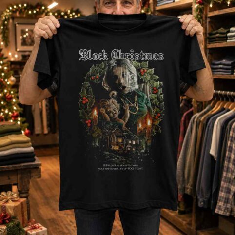 Black Christmas Masked Killer Holiday Horror Tee
