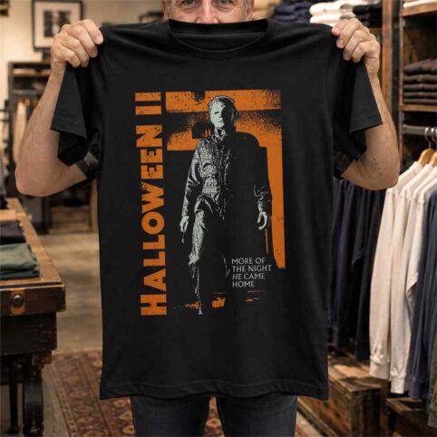 Orange Masked Stalker Retro Slasher Graphic Tee