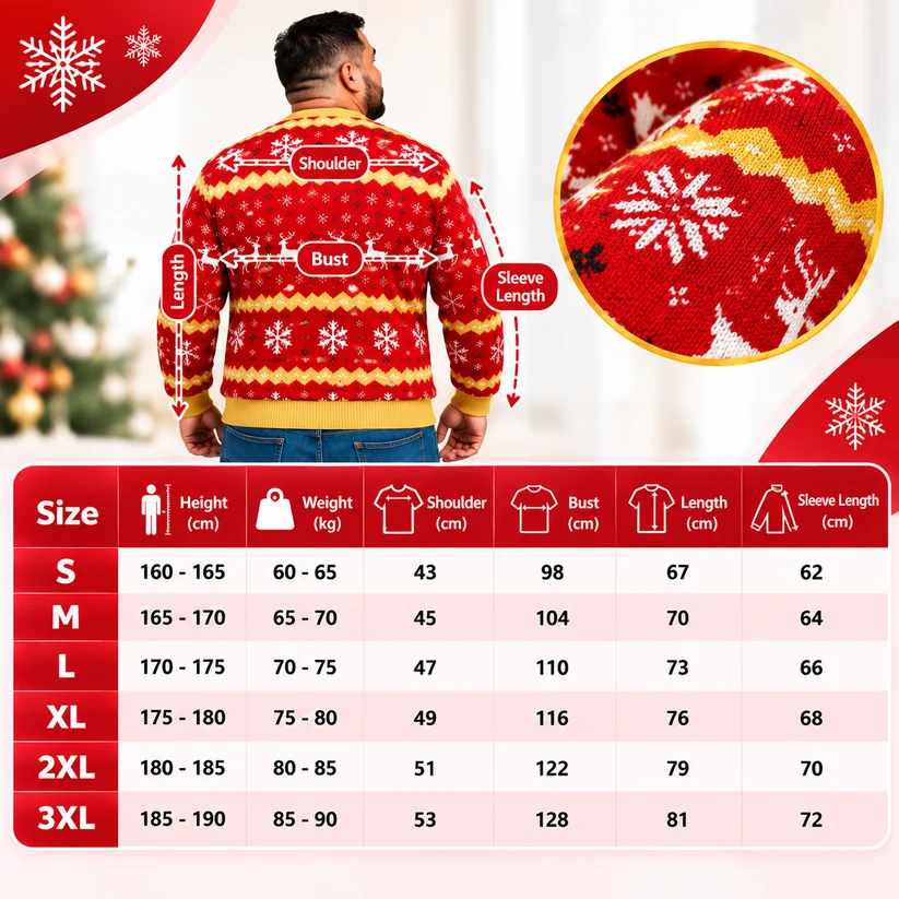The Naughty Christmas Sweater™ Size Guide